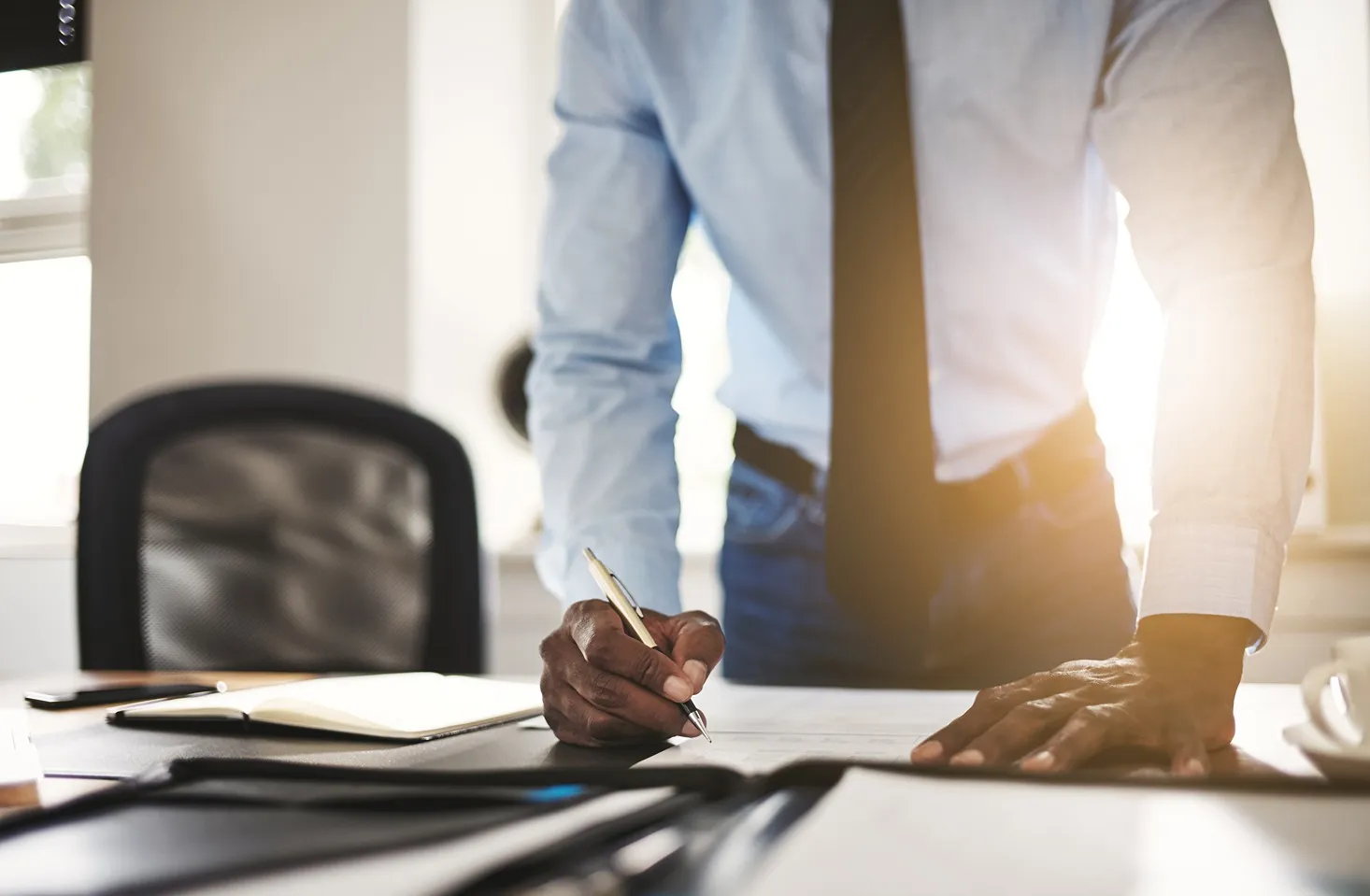 A car accident lawyer working on a case.